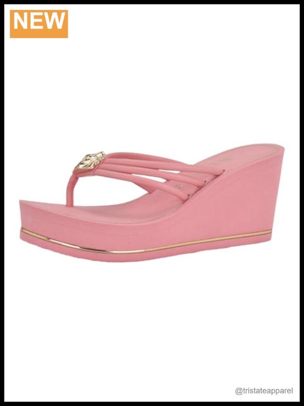 Faux Leather Wedge Sandal Slip On Platform Heel